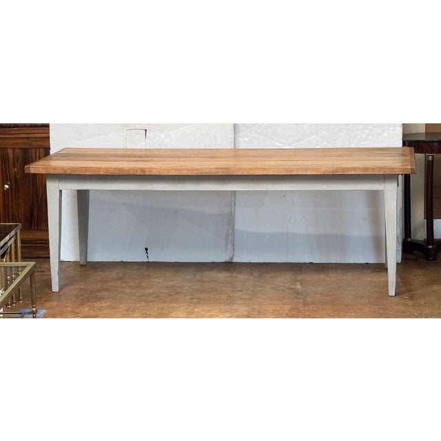 19th Century Large French Rectangular Farmhouse Table on Painted Frame For Sale - Image 5 of 15