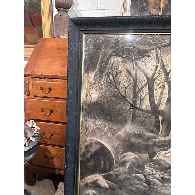 Monumental Black and White Original Charcoal of Wild Elk. For Sale - Image 15 of 15