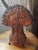 Large vintage mushroom-shaped table lamp, characterized by a shade and base structurally wrapped in a randomly woven...