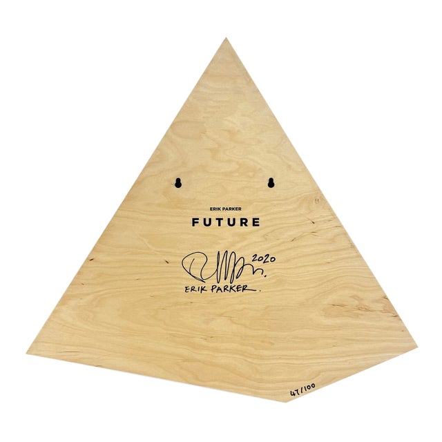 Screen print in colors on wood panel. Hand signed and dated on verso by Erik Parker. Hand numbered 47/100 on verso....