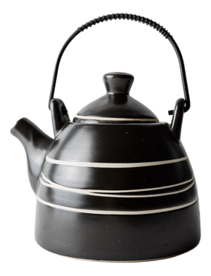 Vintage Ceramic Teapot with Blackand White and Metal Handle, 1980s