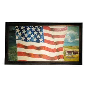 Signed and Dated Patriotic American Flag Painting