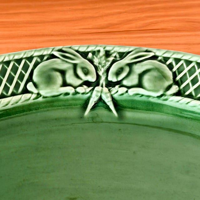 Early 21st Century Bordallo Pinheiro 'Rabbit Green' Serving Platter | Portugal Art Pottery For Sale - Image 5 of 8