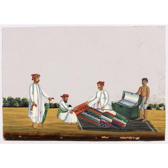 Indian Company School, Hawker (Travelling Cloth Merchant), 1800s, Gouache on Paper For Sale - Image 6 of 9