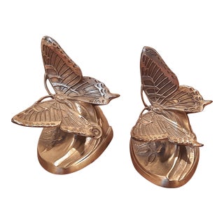 Vintage Brass Butterfly Bookends a Pair For Sale