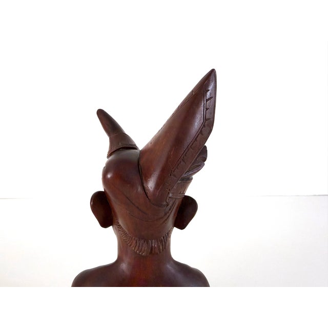Mid Century Carved Wood Balinese Bust For Sale - Image 9 of 13