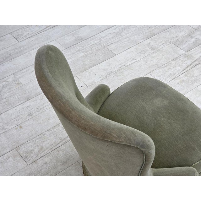 Danish Armchair in Green Furniture Velour, 1970s For Sale - Image 14 of 18