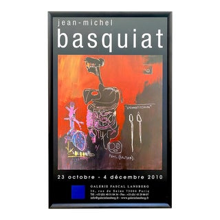 Jean Michel Basquiat Offset Lithograph Print Framed Paris Exhibition Poster " Spermatozoon " 1983 For Sale