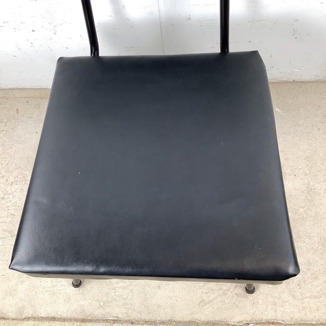 Metal Mid-Century Modern Slipper Chair, Black Tubular Steel Frame, Forest Green Tweed For Sale - Image 7 of 12