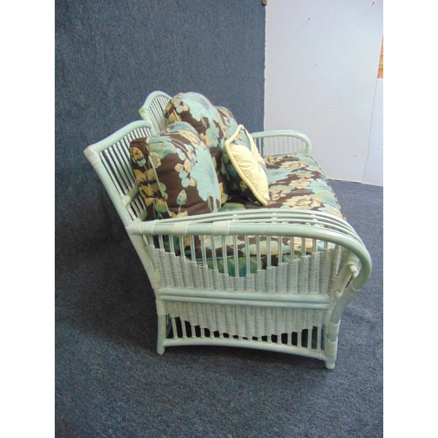 Late 20th Century Ficks Reed Art Deco Style Rattan & Wicker Sofa For Sale - Image 5 of 8