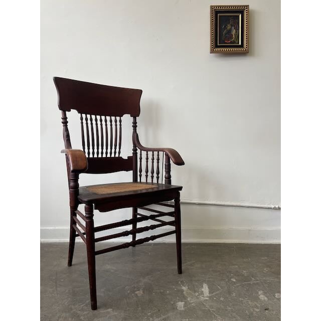 1905 Horrocks Desk Co. Oak & Cane Arm Chair For Sale - Image 9 of 13