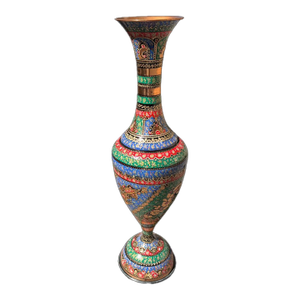 Vintage Hand Painted Large Copper Floor Vase