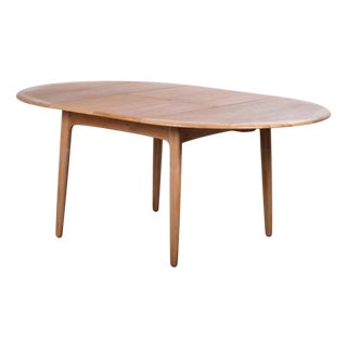 Round Oak Dining Table attributed to Svend Aage Madsen for K. Knudsen, Denmark, 1960s For Sale