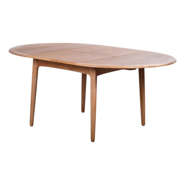 Round Oak Dining Table attributed to Svend Aage Madsen for K. Knudsen, Denmark, 1960s For Sale