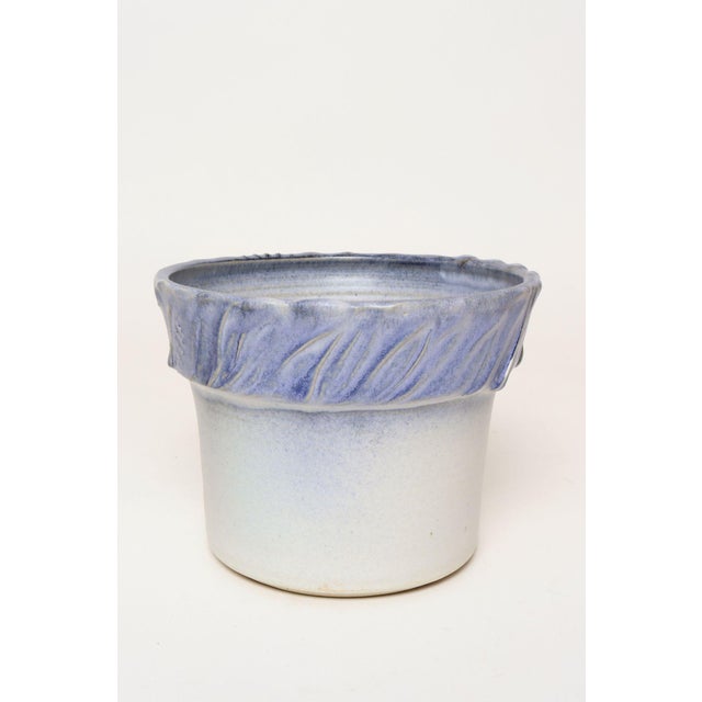 Vintage Periwinkle Incised Studio Ceramic Planter With Saucer by Deanna Nichols For Sale In New York - Image 6 of 18