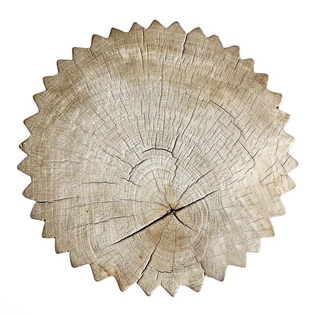 Tan Washed Burn Gear Stool / Side Table For Sale - Image 8 of 8