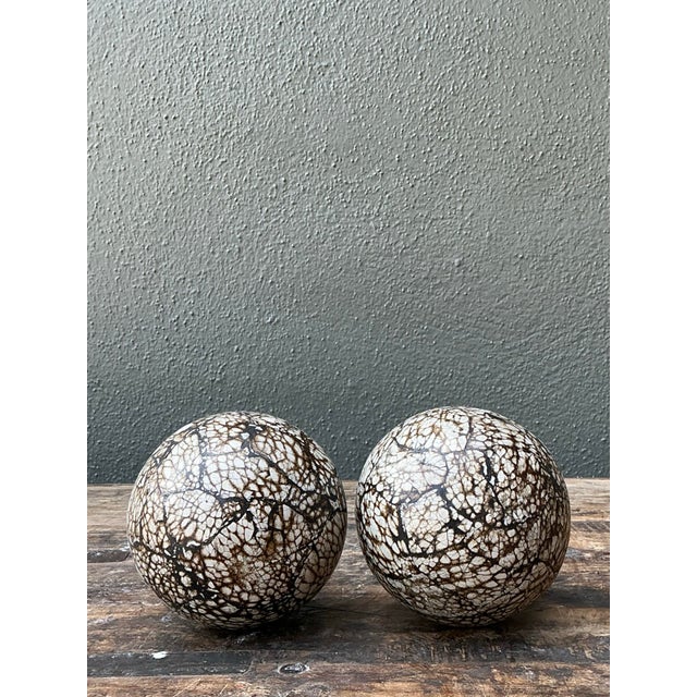 Vintage Decorative Wood Spheres - A Pair For Sale - Image 12 of 12