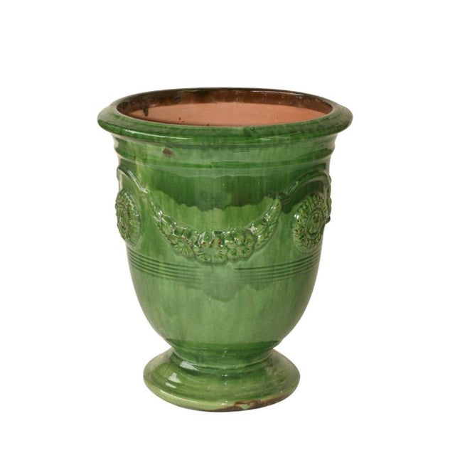French Anduze Green Planter. 18” X 22” For Sale - Image 4 of 4