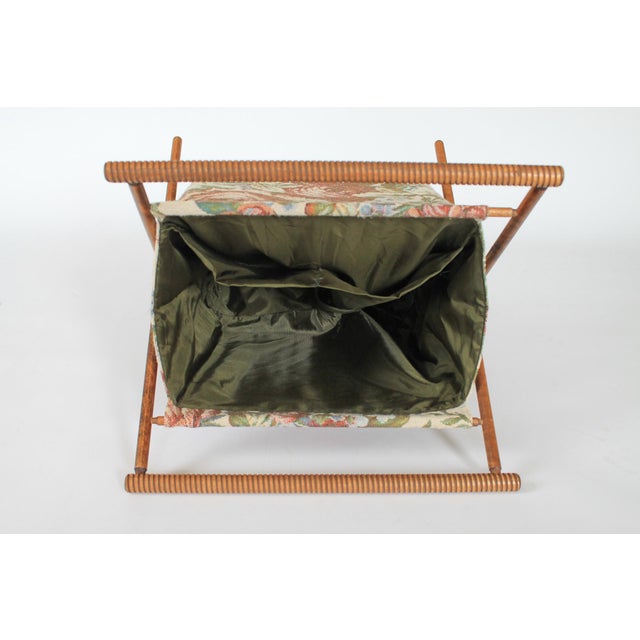 Vintage Folding X-Base Knitting/Sewing Basket W/ Floral Motif For Sale In Milwaukee - Image 6 of 9