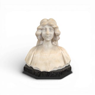 Small Bust of Young Woman in Alabaster For Sale