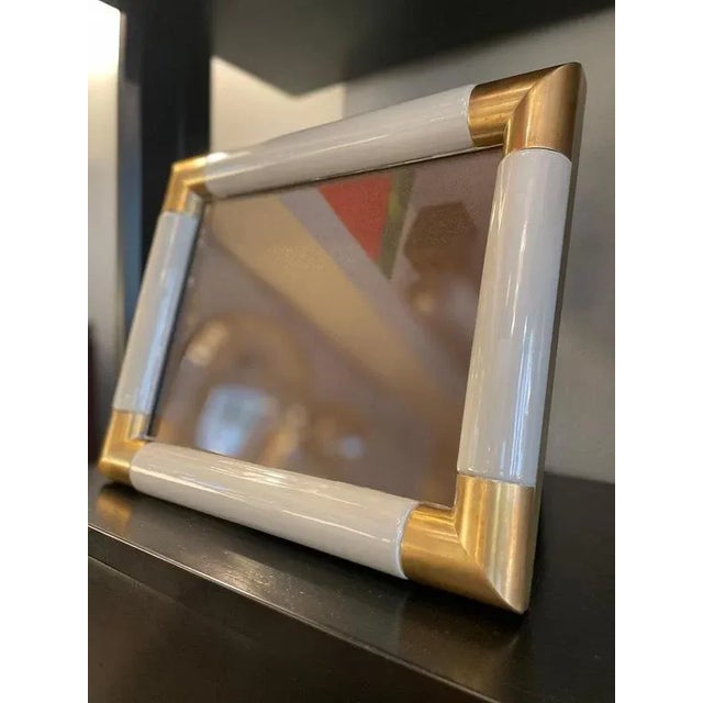 Metal Brass and Grey Ceramic Frame, 1970s For Sale - Image 7 of 8