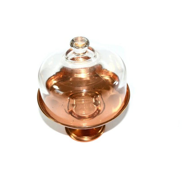 Vintage Copper Compote Dish With Glass Cloche 2 Pieces Chairish