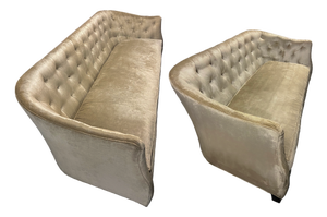 Lee Industries Custom Velvet Sofa Pair - Chesterfield Style