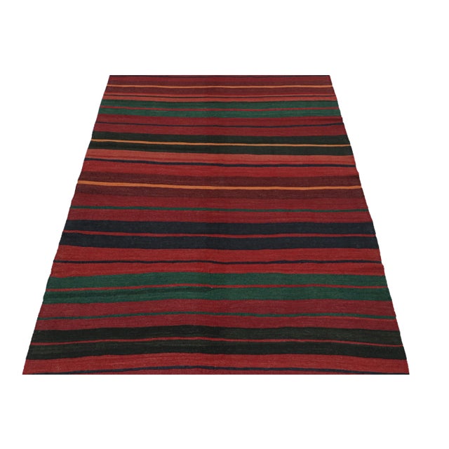 Tribal Vintage Karadagh Persian Kilim in Red With Multicolor Stripes by Rug & Kilim For Sale - Image 3 of 7