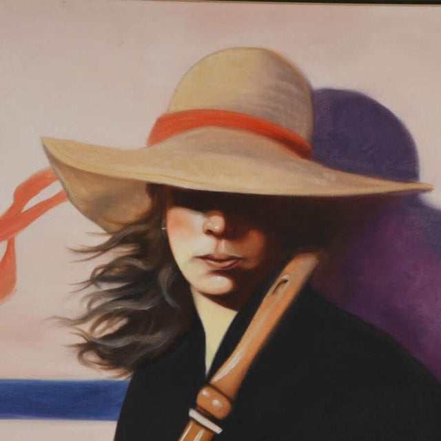 Framed Painting of Ray Young's Woman With Clarinet For Sale - Image 4 of 8