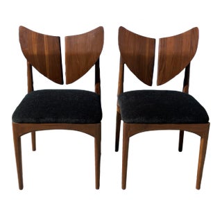 Pair of Mid Century Style Solid Walnut Butterfly Dining Chairs For Sale