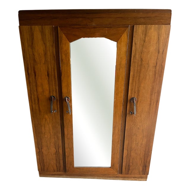 Art Deco Wardrobe with Mirror, 1930s For Sale