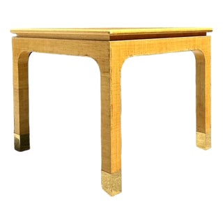 Vintage Wrapped Grasscloth Game Table For Sale