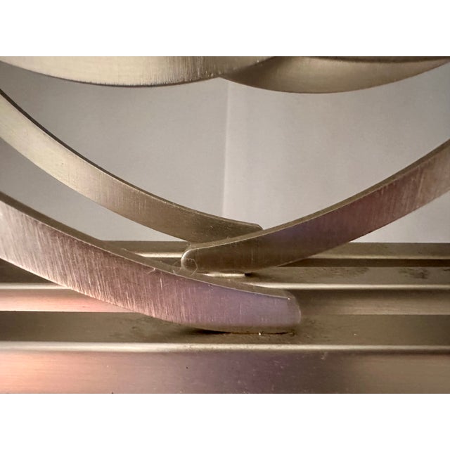 1990s Ethan Allen Radius Collection Brushed Nickel Three-Panel Architectural Folding Room Divider For Sale - Image 15 of 18