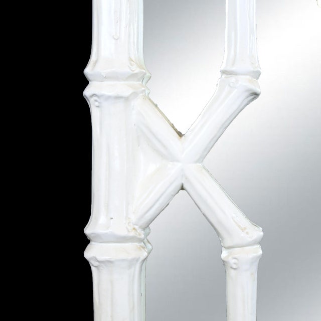 Chinoiserie Late 20th Century Fretwork Faux Bamboo Mirror For Sale - Image 3 of 4