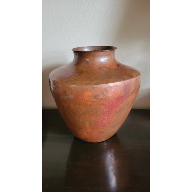 Rustic Vintage Copper Decorative Vase/Urn For Sale - Image 3 of 12