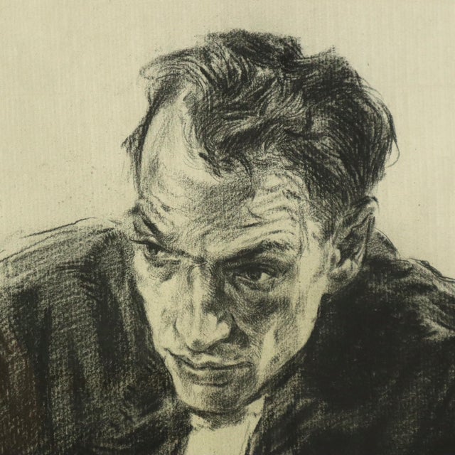 Herwig Driesschaert, Portrait Composition, 1974, Charcoal on Paper, Framed For Sale - Image 3 of 18