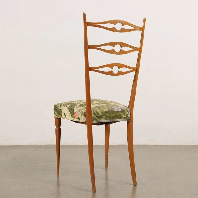 Brown Set of Vintage Chairs in Beech with Fabric Seats, Italy, 1960s For Sale - Image 8 of 10