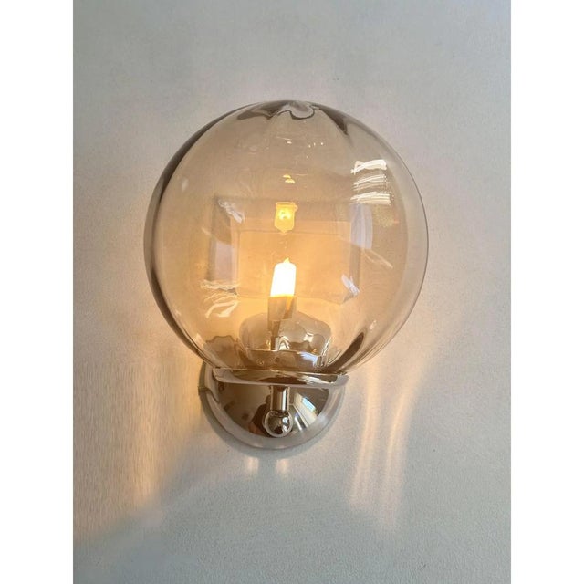 Italian Smoked Fumè Murano Glass Sphere Sconces by Simoeng, Set of 2 For Sale - Image 6 of 8
