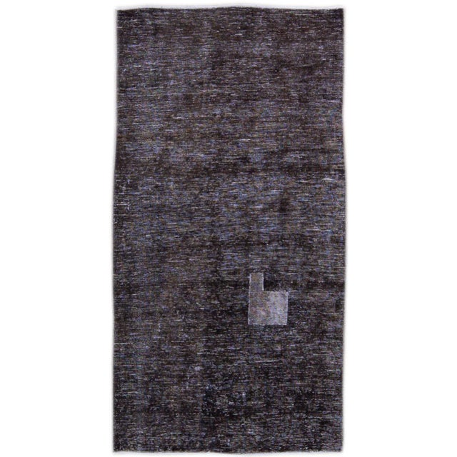 Dark Gray 1960s Vintage Distressed Handmade All Over Dark Gray Wool Rug For Sale - Image 8 of 8