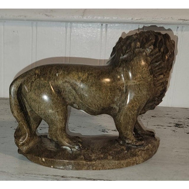 1940s Hand Carved Alabaster Lion For Sale - Image 5 of 7
