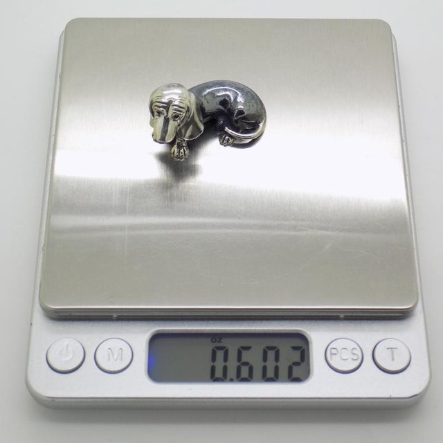 Vintage Italian Genuine Silver Dachshund Figurine by Saturno, 1980s For Sale - Image 10 of 12