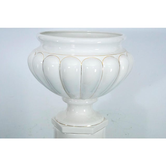 White Ceramic Vase with Gold Details and Column by Tommaso Barbi, Italy, 1970s For Sale - Image 9 of 18
