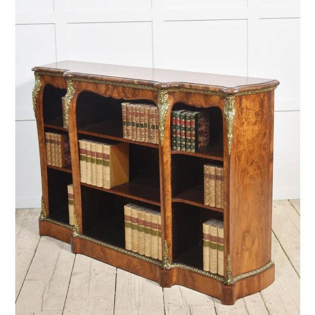Gilt Metal Mounted Walnut Breakfront Open Bookcase For Sale - Image 14 of 18