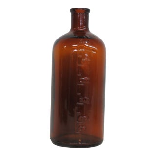 Amber Glass Apothecary Bottle 500 Mils Embossed Pharmacy Medicinal Vessel 4492b For Sale