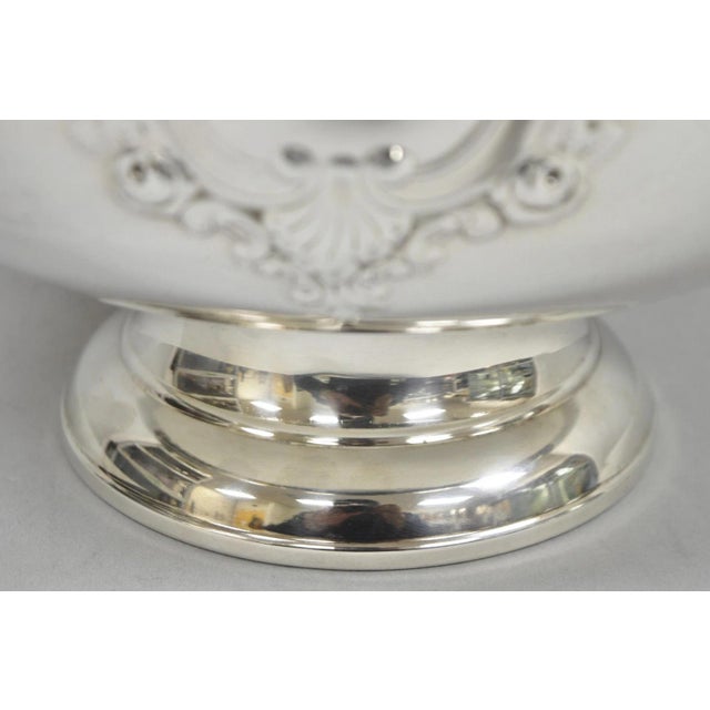 Mid 20th Century Mid 20th Century Victorian Floral Repousse Silver Plated Punch Bowl Champagne Chiller Ice Bucket For Sale - Image 5 of 14