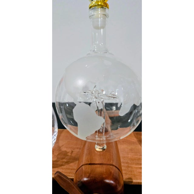 Early 21st Century Shannon Crystal Airplane Decanter Set With Etched Globe Glasses – Unique Gift & Barware For Sale - Image 5 of 9