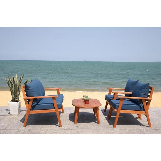 Contemporary Deacon 4 Piece Living Set - Natural/Navy For Sale - Image 3 of 10