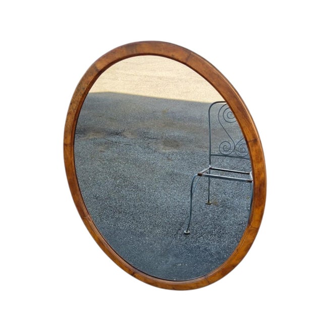 Wood 1940 Ovel Fruitwood Mirror New Glass. For Sale - Image 7 of 9