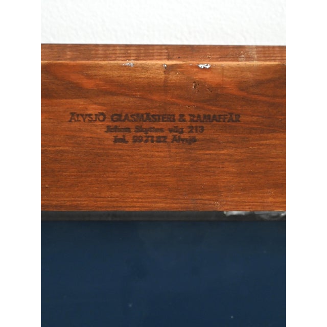Wood Scandinavian Mirror with Blue Leaded Glass Frame, 1940s For Sale - Image 7 of 9