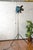 Blue Fresnel Theater Spotlight Floor Lamp on Matching Steel Tripod from A.E. Cremer, Paris, 1950s For Sale - Image 10 of 18